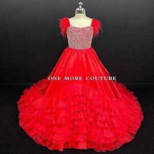 One More Couture red pageant dress ,custom, little girl, BRAND NEW